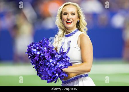 19. August 2023: Indianapolis Colts Cheerleader tritt während des Vorbereitungsspiels der NFL gegen die Chicago Bears in Indianapolis, Indiana, auf. John Mersits/CSM. Stockfoto