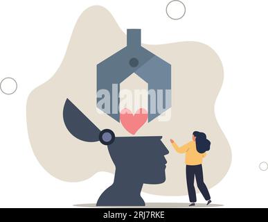 Emotionale Intelligenz Fähigkeit, Emotionen zu verstehen und selbst positiv zu steuern, Gleichgewicht zwischen Herz und Gehirn, flache Vektorillustration. Stock Vektor