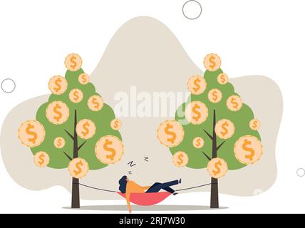 Passives Einkommen, ohne Anstrengung durch Gewinn oder Dividende aus Investitionen zu verdienen und finanzielle Freiheit zu erreichen Concept.Flat Vektor Illustration. Stock Vektor