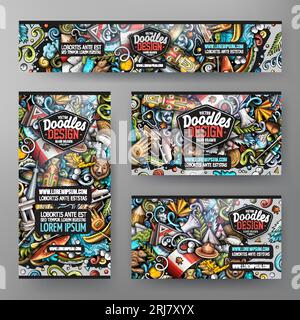 Zeichentrickvektor-Doodle-Set mit kanadischen Corporate Identity-Vorlagen Stock Vektor