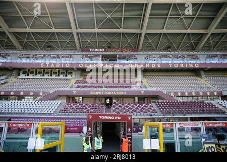 Turin, Italien. August 2023. Während der italienischen Serie A, Fußballspiel zwischen Torino FC und Cagliari Calcio am 21. August 2023 im Stadio Olimpico Grande Torino, Turin Italien. Foto Nderim KACELI Credit: Independent Photo Agency/Alamy Live News Stockfoto