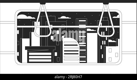 Wolkenkratzer aus U-Bahn-Fenster mit schwarz-weißem Chill-lo fi-Hintergrund Stock Vektor