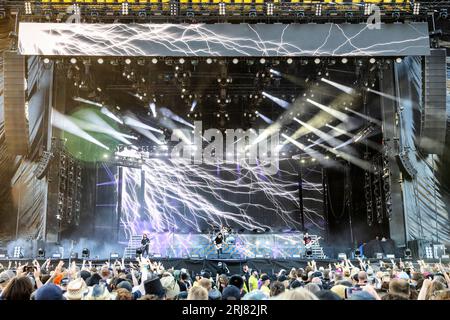 Solvesborg, Schweden. Juni 2023. Die französische Heavy-Metal-Band Gojira spielt ein Live-Konzert während des schwedischen Musikfestivals Sweden Rock Festival 2023 in Solvesborg. (Foto: Gonzales Photo - Terje Dokken). Stockfoto