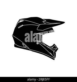 Motocross-Helm Silhouette Vector, Motocross-Rallye-Helm, Seitenansicht Stock Vektor