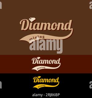 Diamond Mining Typografie Logo Für Gem Mining Company Classic Vintage Vector Design Stock Vektor