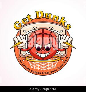 Cartoon-Basketball-Maskottchen. Perfekt für Logos, Maskottchen, T-Shirts, Aufkleber und Poster Stock Vektor