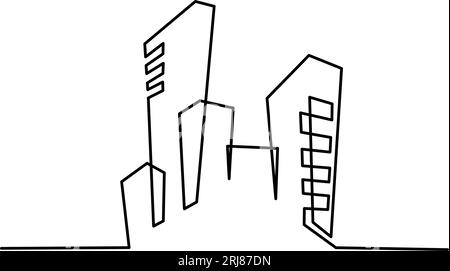 Modernes Stadtbild-Logo. Durchgehende Vektorzeichnung mit einer Linie Stock Vektor