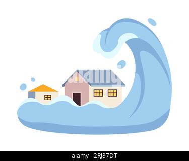 Tsunami-Flachkonzept-Vektor-Spot-Illustration Stock Vektor
