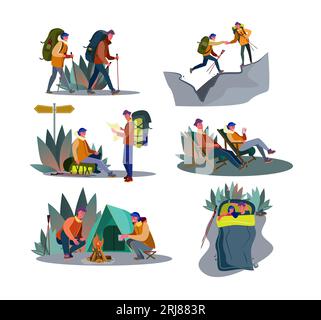 Abenteuer-Trekking-Set Stock Vektor