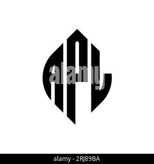 APL-Logodesign mit kreisförmigem Buchstaben und Ellipsenform. APL-Ellipsenbuchstaben im typografischen Stil. Die drei Initialen bilden ein kreisförmiges Logo. APL-CI Stock Vektor