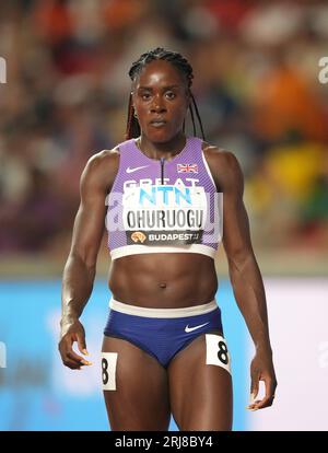 Die britische Victoria Ohuruogu vor den Frauen 400m während des dritten Tages der Leichtathletik-Weltmeisterschaften in Budapest, Ungarn. Bilddatum: Montag, 21. August 2023. Stockfoto