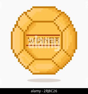Goldene Pixel Art Poker-Chips. Casino-Chips-Gewinner Stock Vektor