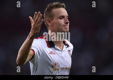 Turin, Italien. August 2023. Jakub Jankto von Cagliari reagiert während des Spiels der Serie A im Stadio Grande Torino in Turin. Auf dem Bild sollte stehen: Jonathan Moscrop/Sportimage Credit: Sportimage Ltd/Alamy Live News Stockfoto