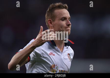 Turin, Italien. August 2023. Jakub Jankto von Cagliari reagiert während des Spiels der Serie A im Stadio Grande Torino in Turin. Auf dem Bild sollte stehen: Jonathan Moscrop/Sportimage Credit: Sportimage Ltd/Alamy Live News Stockfoto