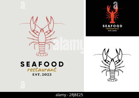 Seafood Restaurant Logo Mit Langusten Stock Vektor