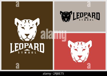 Leoparden-jaguar-Head-Logo mit geometrischem Vektordesign Stock Vektor