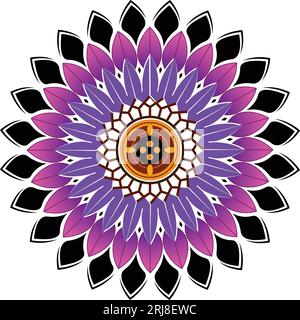 Blaues, kugelfarbenes Mandala-Design auf weißem Hintergrund Stock Vektor