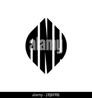 ANW kreisförmiges Logo mit Kreis- und Ellipsenform. ANW Ellipsenbuchstaben im typografischen Stil. Die drei Initialen bilden ein kreisförmiges Logo. ANW CI Stock Vektor