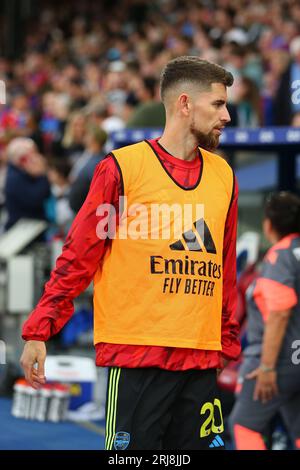 Selhurst Park, Selhurst, London, Großbritannien. August 2023. Premier League Football, Crystal Palace versus Arsenal; Jorginho of Arsenal Credit: Action Plus Sports/Alamy Live News Stockfoto