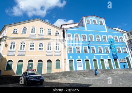 Salvador, Bahia, Brasilien - 19. August 2023: Blick auf die Stiftung des Jorge Amado-Hauses in Pelourinho, dem historischen Zentrum von Salvador. Bahia Brasilien. Stockfoto