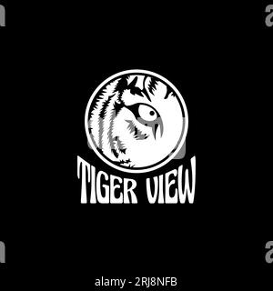 Maskottchen-Tiger-Eye-Logo. Tigeraugen auf schwarzem Hintergrund Stock Vektor