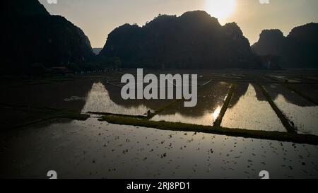 Sonnenuntergang in der Mua-Höhle, Ninh Binh Stockfoto