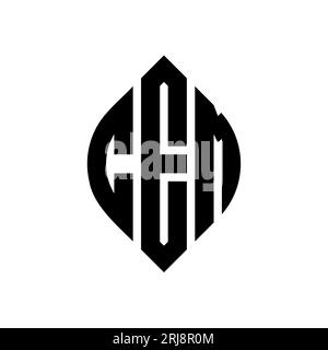 CEM-Logodesign mit kreisförmigem Buchstaben und Ellipsenform. CEM-Ellipsenbuchstaben im typografischen Stil. Die drei Initialen bilden ein kreisförmiges Logo. CEM-CI Stock Vektor