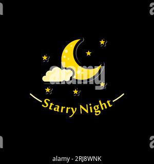 Crescent Moon and Stars for A Starry Night Logo – Inspiration für Ein einfaches Vektor-Design Stock Vektor
