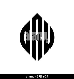 Logodesign mit kreisförmigem Buchstaben, Kreis- und Ellipsenform. ZEIG Ellipsenbuchstaben im typografischen Stil. Die drei Initialen bilden ein kreisförmiges Logo. DRW CI Stock Vektor