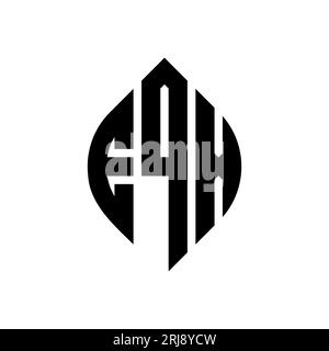 EQX kreisförmiges Logo mit Kreis- und Ellipsenform. EQX-Ellipsenbuchstaben im typografischen Stil. Die drei Initialen bilden ein kreisförmiges Logo. EQX CI Stock Vektor