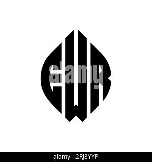 EWR-Logo mit Kreis- und Ellipsenform. EWR-Ellipsenbuchstaben im typographischen Stil. Die drei Initialen bilden ein kreisförmiges Logo. EWR CI Stock Vektor
