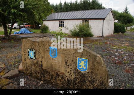 Hallmuir Ukrainische Kapelle, die von Mitgliedern der galicischen Waffen SS erbaut wurde und nach dem 2. Weltkrieg heimlich in einem Kriegsgefangenenlager in der Nähe von Lockerbie in Schottland untergebracht war Stockfoto