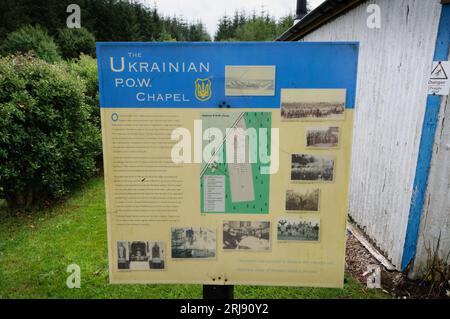 Hallmuir Ukrainische Kapelle, die von Mitgliedern der galicischen Waffen SS erbaut wurde und nach dem 2. Weltkrieg heimlich in einem Kriegsgefangenenlager in der Nähe von Lockerbie in Schottland untergebracht war Stockfoto