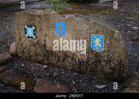 Hallmuir Ukrainische Kapelle, die von Mitgliedern der galicischen Waffen SS erbaut wurde und nach dem 2. Weltkrieg heimlich in einem Kriegsgefangenenlager in der Nähe von Lockerbie in Schottland untergebracht war Stockfoto