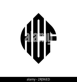 HCF-Logodesign mit kreisförmigem Buchstaben und Ellipsenform. HCF-Ellipsenbuchstaben im typografischen Stil. Die drei Initialen bilden ein kreisförmiges Logo. HCF CI Stock Vektor