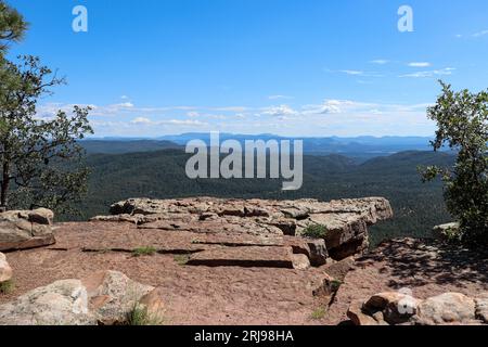 View of the mountains from the FS road 105 lookout near Woods Canyon Lake, Arizona. Stock Photo