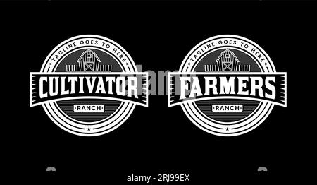 Farming Stall Logo Design Holzhaus abgerundete Form Stock Vektor