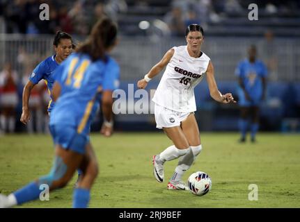 17. August 2023: Ellie Gilbert, Georgia Bulldogs, spielt im Wallis Annenberg Stadium in Los Angeles, KALIFORNIEN, bei einem Spiel zwischen den Georgia Bulldogs und den UCLA Bruins Stockfoto