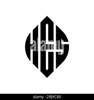 HES kreisförmiges Logo mit Kreis- und Ellipsenform. HES Ellipsenbuchstaben im typografischen Stil. Die drei Initialen bilden ein kreisförmiges Logo. HES CI Stock Vektor