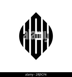 Logodesign mit kreisförmigem Logo und Kreis- und Ellipsenform. HEXADEZIMALELLIPSENBUCHSTABEN im typografischen Stil. Die drei Initialen bilden ein kreisförmiges Logo. SECHSKANT-CI Stock Vektor