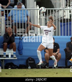 17. August 2023 – Georgia Bulldogs-Mittelfeldspielerin Nicole Vernis #23 während eines Spiels zwischen den Georgia Bulldogs und den UCLA Bruins im Wallis Annenberg Stadium in Los Angeles, CA – Michael Sullivan/CSM Stockfoto