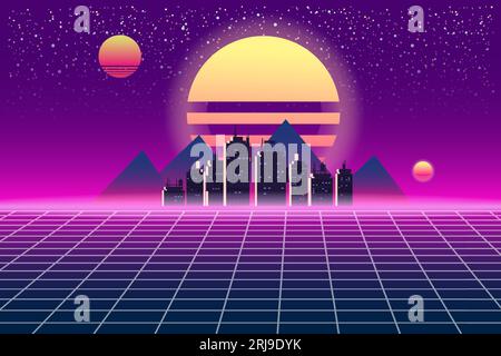 Retrowave Banner Vaporwave ästhetischer Hintergrund Stock Vektor