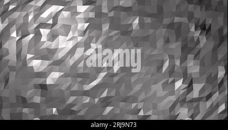 Abstrakter grauer Silberhintergrund mit niedrigem Polydreiecksgitter. Stockfoto