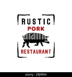 Pork Pig Cattle Farm Flyer Ranch Logo Design Inspiration Stock Vektor