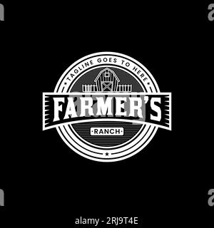 Farming Stall Logo Design Holzhaus abgerundete Form Stock Vektor