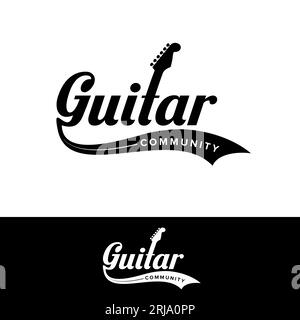 Einfaches minimalistisches Logo für die Gitarren-Community Stock Vektor