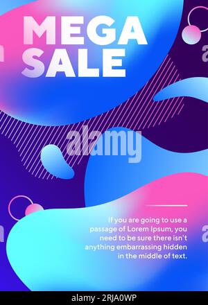 Mega-Verkaufstext mit abstrakten fließenden Formen Stock Vektor