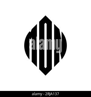 MDN-Logodesign mit kreisförmigem Buchstaben und Ellipsenform. MDN-Ellipsenbuchstaben im typografischen Stil. Die drei Initialen bilden ein kreisförmiges Logo. MDN-CI Stock Vektor