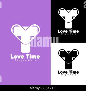 T and Love Letter Logo, einfaches flaches Design für Gesundheits- oder Fitness-Center-Logo Stock Vektor