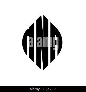MNA-Logodesign mit kreisförmigem Buchstaben und Ellipsenform. MNA-Ellipsenbuchstaben im typografischen Stil. Die drei Initialen bilden ein kreisförmiges Logo. MNA CI Stock Vektor